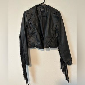 Ashley Outerwear Leather Jacket with fringe